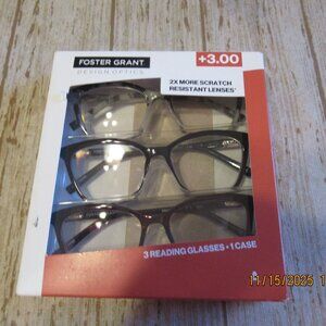 New Foster Grant +3.00 Quality Reading Glasses